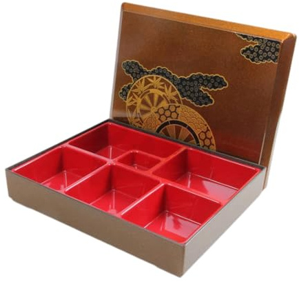 LOVIVER Japanese Bento Box and Compartments with Lid, Food Container, Lunch Box for Picnic Home Sushi Rice Sauce, 6 Grid