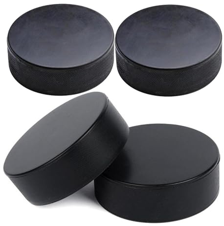 Ishockey Puck 4-pack - 3 tum officiell regleringsstorlek träningströja, 1 tjock lätt PU-utrustning, hållbara träningspuckar | inomhushockeyutrustning, Driveway sportutrustning för barn och Adu