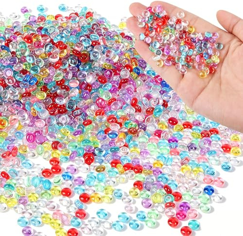 ENUTROF Billes Plates Verre Bille Plate Galets Decoratif Chinoises Aquarium | 200g 6.5MM Cailloux Galet Coloré pour Aquariums Vases Travaux Manuels Décoration Briques de Mosaïque Aménagement Paysager