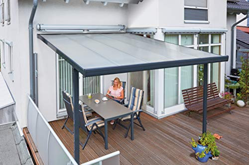 Gutta Terrassenüberdachung Aluminium, anthrazit, Typ D, 3060 mm breit, 4060 mm tief