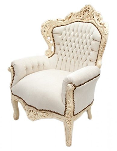 Casa Padrino Barock fåtölj King kräm/kräm sammetstyg 85 x 85 x H. 120 cm