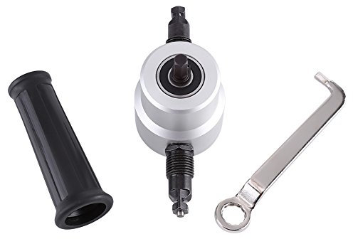 Walfront Blechnibbler, Doppelkopfschneider Metall Blechschneider, Double Head Sheet Metal Nibbler, 360 Grad Einstellbare Power Drill Nibbler, Blechknabber Vorsatz für Bohrmaschine