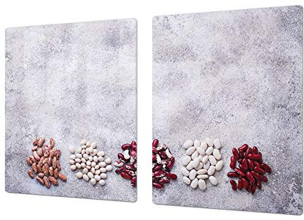 Unique Tempered Glass Kitchen Board – Impact & Scratch Resistant Cooktop Cover – Single: 80 x 52 cm; Double: 40 x 52 cm; Fruit and Vegetables Series DD02