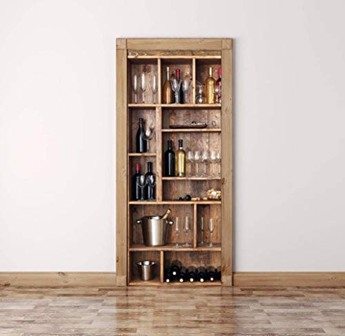 FCFLXJ Türtapete 3D selbstklebend TürPoster Weinregal 90x200cm 3D Fototapete Türfolie Poster Tapete Wandaufkleber Wandbild Tapete DIY Büro Wohnkultur Poster Dekoration
