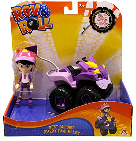REV & ROLL - BEST BUDDIES leksaksbil - 17 cm Alley-fordon med mekaniska funktioner och 10 cm Avery-figur - tecknad leksak Rev & Roll - leksak för barn från 3 år och uppåt