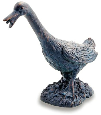 Esotec Wasserspeier Gans Erna Brunnenfigur für Teich & Garten 100732 | Polyresin, natürliche Steinoptik, 1,4m Silikonschlauch, Ø13mm Anschluss, empfohlene Teichpumpe ab300l/h, H=42cm