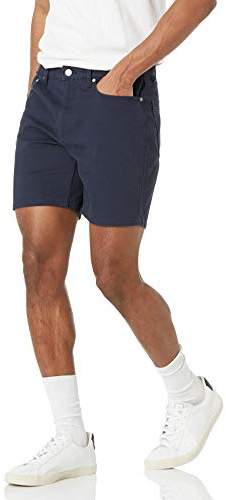 Amazon Essentials Pantalones Cortos Elásticos de Corte Ajustado con 5 Bolsillos, Entrepierna de 22,9cm Hombre , Azul Medianoche, 32W