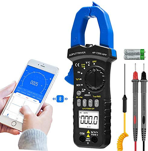 AOPUTTRIVER AP-7200APP Stromzangen Amperemeter TRMS 6000 Zählt berührungslose AC&DC Spannungsmessung Messbereich Tester Misst Stromstärke, Volt, Kapazität, Kontinuität, Ohm