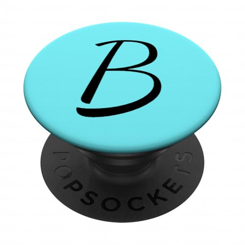 Baby Blue Initial B Black Letter Beautiful Brush Script Gift PopSockets Adhesive PopGrip