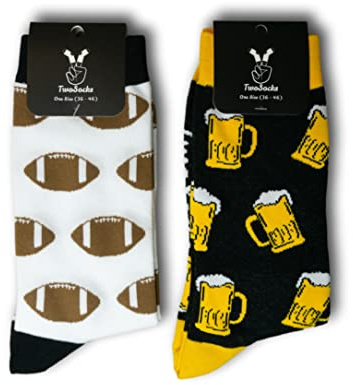 TwoSocks Chaussettes - Football Soccer Basketball Tennis Homme Femme - Taille 36-46 - Bas Chaussettes Chaussette Drôle Amusant, taille unique