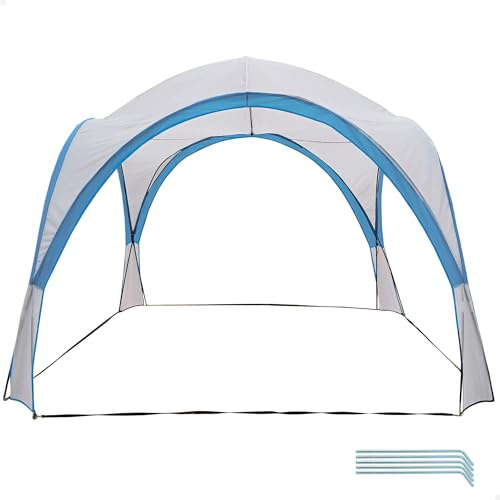 AKTIVE Carpa camping exterior para sombra, Ligera, de fácil montaje y transporte, Medidas 320 x 320 x 260 cm, Tienda de campaña abierta, protege del sol, Sombra playa (52895)