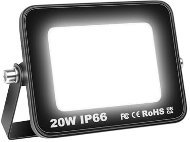 AUXTINGS Projecteurs LED Extérieur,20W 2000lm Eclairage de Sécurité Spot LED Extérieur Puissant, Blanc 6000K Lumineuse Lampe pour Entrepôt Garage Stade Arrière-cour,175V-260V IP66 Imperméable