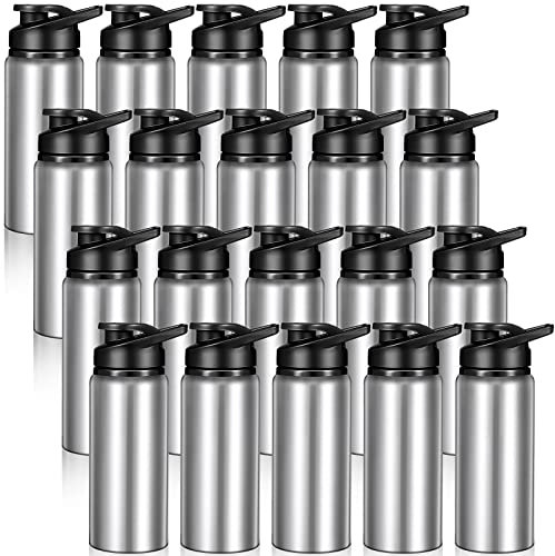 Aluminium-Wasserflaschen, 590 ml, Sportflaschen mit Schnappdeckel, tragbare Fahrrad-Wasserflasche, wiederverwendbare Reiseflaschen mit Griff, Großpackung für Fitnessstudio, Wandern, Sport, Camping,
