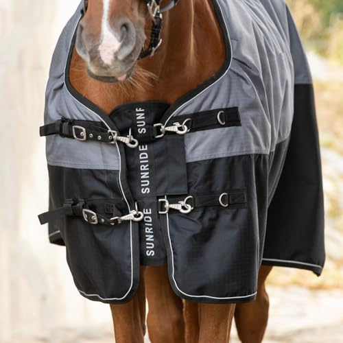 SUNRIDE Estensione toracica per tappeti da cavallo (Nuuk) in morbido pile polare e 600D ripstop (XL 165 cm, nero)