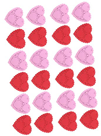 ibasenice 200blätter Spitzenpapier Aus Lebensmittelpapier Herzförmige Papierservietten Spitzendeckchen Für Kuchen Und Ölabtupfen Dekorative Speiseunterlagen Mit Valentinstagsmotiv