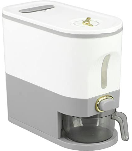 Distributeur de Riz Transparent Ménage Distributeur de Céréales Seau scellé Type de Presse Grand Stockage de Conteneur de Grain avec Couvercle pour la Cuisine (L, 60x60x28cm / 23.6x23.6x11.0in)