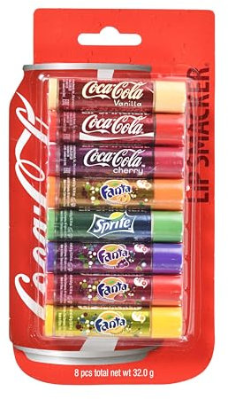 Lip Smacker, Assortimento Burrocacao Labbra, Balsamo Labbra Profumato, Set Regalo Bambina, 8 Gusti: Coca-Cola, Cherry, Vanilla, Sprite, Root Beer, Fanta, Fanta Strawberry, Fanta Grape