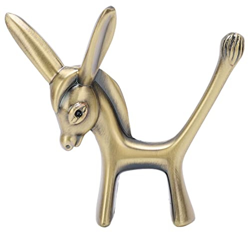 Åsnan Ringhållare Gaffel Organizer Staty Smycken Retrostil Mini Zinklegering Antik Förvaring Klassisk Ring Förvaringshållare Vintage Nostalgisk Smycken Sizers Dorn