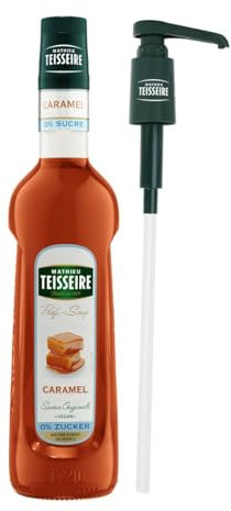 Mathieu Teisseire Caramel Sirup 0% Zucker 1 x 700ml inkl. einer Teisseire Dosierpumpe