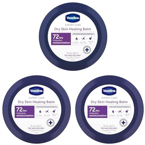Vaseline Expert Care Dry Skin Healing Balm Body Cream dermatologically tested moisturiser for very dry skin 250 ml (Pack of 3)