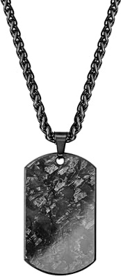 kohlenstoff 12 Forged Dogtag Chain Damen und Herren Halskette mit Dogtag Anhänger aus geschmiedetem Carbon und Edelstahl