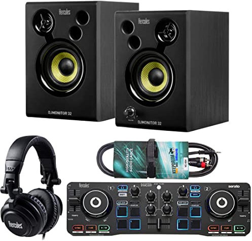 Hercules DJ Starter Kit 2 Deck USB DJ Controller Set con scatole e cuffie + cavo audio Keepdrum