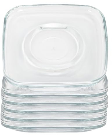 LAV 6x Clear 16.5cm Cozy Glass Cappuccino Saucers - for Latte Tea Hot Chocolate Cappuccino Espresso Drinking Mugs Glasses Set with Handle