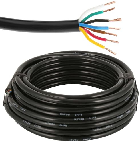 ETUKER Cable de Remolque 7 Polos 10M Cable Vehículo 7 Hilos 7x0.5mm² Ronda Cable Eléctrico 7Núcleos para Instalación de Automotrices