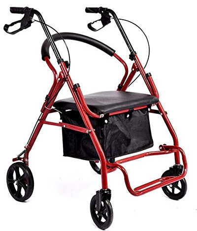 Gehhilfe für Senioren Rollator Walker mit Sitz, Klappbarer Vierrad-Gehwagen Rollstuhl mit Rückenstütze Rollator Walker, Langlebige Mobilitätshilfe