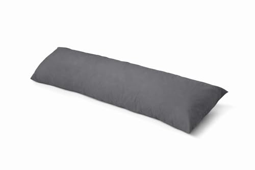 HEIMTEX Langes Seitenschläferkissen - 5ft Körperkissen mit Atmungsaktivem Mikrofaserbezug, Weiche und Feste Unterstützung für Schwangerschaft und Stillzeit (Holzkohle)