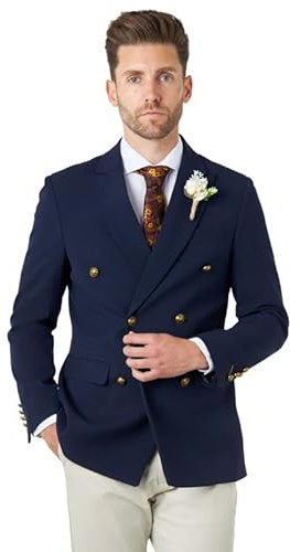 Finley – Veste croisée à Carreaux Prince de Charles Bleu Marine [BLZ-DB-Finley-Navy, UK/US 44 EU 54]