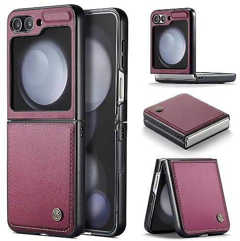 Phernykas Cover per Samsung Galaxy Z Flip 5 Custodia Portafoglio [Blocco RFID] Premium Pelle PU [Magnetica] Wallet Libro con Porta Carte Slot Supporto Flip Case per Samsung Z Flip 5, Rosso