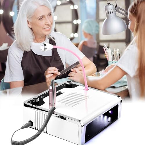 NGARY Potente Aspiradora para Uñas, Recolector De Polvo para Uñas 4 En 1 con Taladro Eléctrico para Uñas De 30000 RPM, Succión Y Tiempo Ajustables, para Uso En Tecnología De Uñas