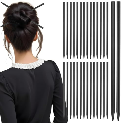 30 bacchette per capelli per donne e ragazze, bastoncini per capelli cinesi neri vintage eleganti in legno per acconciature accessori decorativi