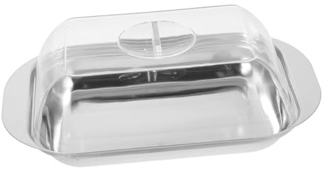 MOLUCKFU Stainless Steel Butter Holder Reusable and Easy to Clean with Lid Rectangular Cheese Box Butter Storage Container for Kitchen and Home Use