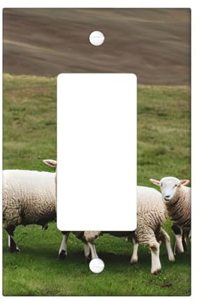 Tapas de salida impresas corderos y ovejas, 1 placa de pared de tamaño estándar, placas frontales de doble salida de policarbonato