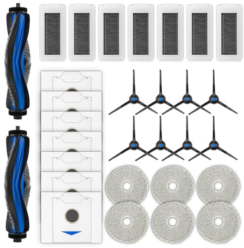 CHAIN PEAK (30 Pack) N30 Omni Replacement Parts Accessories Kit for ECOVACS DEEBOT N30 Omni, N30 Pro Omni Robot Vacuum, 2 Roller Brushes, 8 Side Brushes, 7 Dust Bags, 7 HEPA Filters, 6 Mop Pads