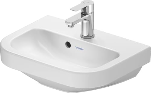 Duravit D-Code Handwaschbecken, mit Hahnloch, mit Überlauf, 450x335x145mm, Weiß Hochglanz, 0748450000