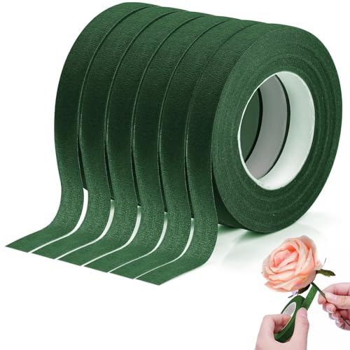XRXYMQ Floristenband 6 Stk 162 m Schwarzgrn Floristentape 12 mm (27m/Bände