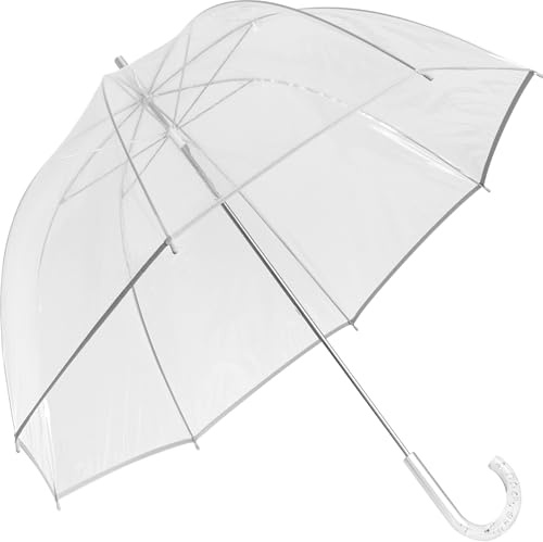 noTrash2003 Ombrello romantico trasparente per matrimonio – Elegante ombrello da sposa per splendide foto di nozze sotto la pioggia – Elegante accessorio da sposa (Ø 101 cm), Trasparente/argento, 101