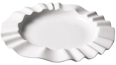 Assiettes Service de Table Assiette À Dîner En Céramique Blanche Pure, Bord De Feuille Ondulée, Assiette Plate À Gâteau, Assiette À Dessert For Pâtes Assiette