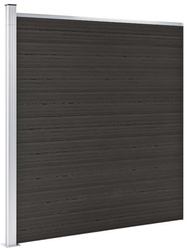 Emmtore Zaunelement WPC Sichtschutzzaun Windschutzzaun Lamellenzaun Windschutz Sichtschutz Zaun Element Terrasse Garten 175x186 cm Schwarz