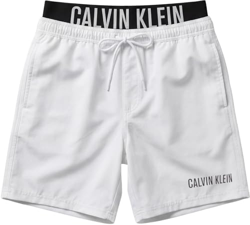 Calvin Klein Uomo Pantaloncino da Bagno Medium Drawstring Boxer con Cordoncino, Bianco (Classic White), 3XL