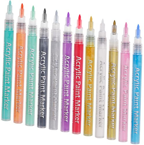 FRCOLOR 12pezzi Penne Colorate Punta Fine per Graffiti Unghie Strumenti Pittura Manicure per Ragazze Accessori Disegno Nail Art Penna Vernice Portatile e Compatta