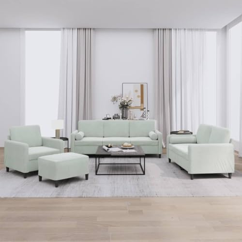 Qnhdfrt Schlafsofa Garnitur Hellgrau Samt 10-teilig mit Sessel, Zweisitzer, Dreisitzer und Hocker für Wohnzimmer
