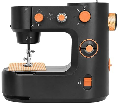 Máquina de coser manual para principiantes, mini máquina de coser eléctrica portátil con 5 programas de costura, pedal de mano y pie, luz de costura LED, FHSM 398, para ropa, pantalones, seda, gasa