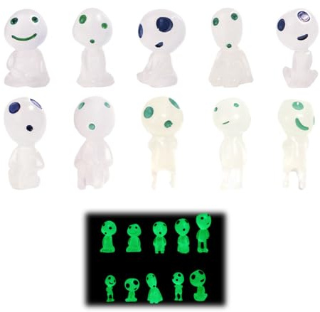ZORVYN 10 Piezas Figuras de Duendes del Bosque para Jardín, Elfos Luminosos de Resina, Mini Figuras de Princesa para Plantas en Maceta, Dormitorio, Halloween (Verde)