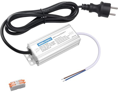 Karyoosi LED Trafo 12V 24W 2A,IP67 Wasserdicht LED Netzteil Transformator 230V auf 12V, mit EU-Stecker 1,5m Kabel, für LED Streifen, Außenbeleuchtung