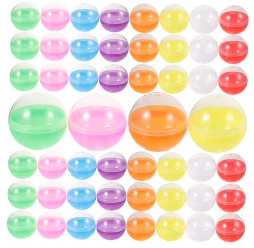 Homoyoyo 100pcs 45mm Fillable Round Balls Vending Machine Gumballs Plastic Storage Containers Semi- Multi-color Party Favor Easter Basket Stuffers