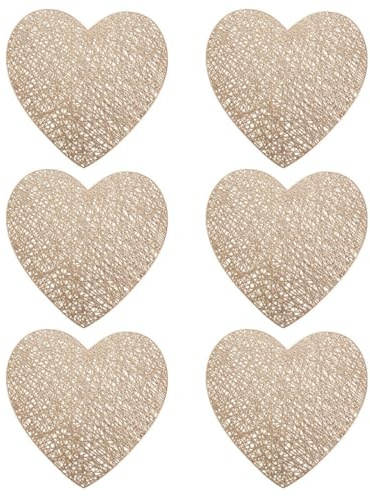 Toyvian Tovagliette Cuore in Pvc Antiscivolo 6 Pezzi, Accessori da Pranzo Decorativi Resistenti al Calore per Cucina, Ristorante e Casa